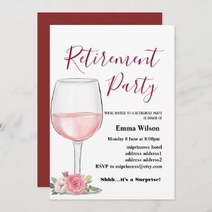 wine, retirement invitation, for woman invitation