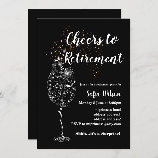 Wine retirement party invitation (Front/Back)