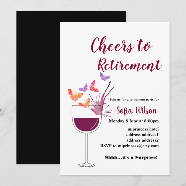 Wine retirement party invitation (Front/Back)