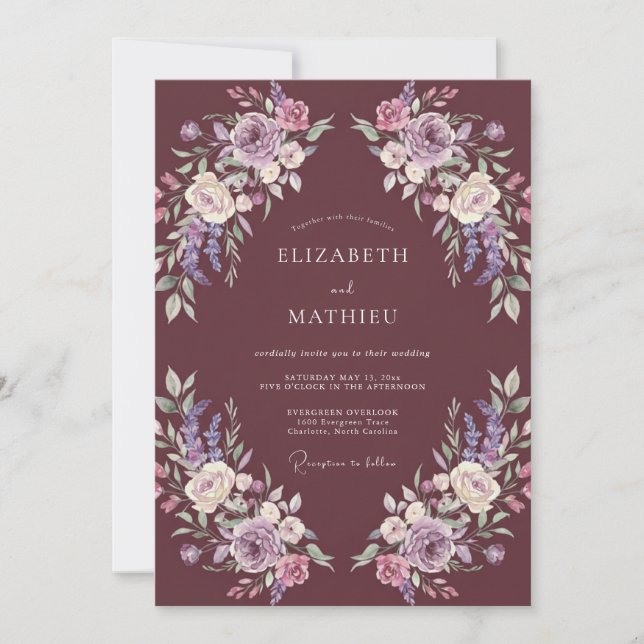 Wine Rich Autumnal Wedding Invitation (Front)
