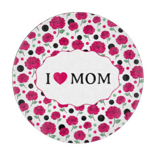 Wine Rose Green Polka Dot Graphic Pattern Modern Cutting Board