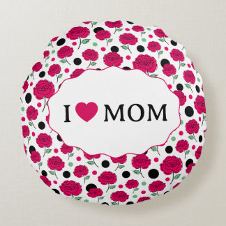 Wine Rose Green Polka Dot Graphic Pattern Modern   Round Cushion