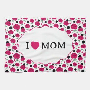 Wine Rose Green Polka Dot Graphic Pattern Modern Tea Towel