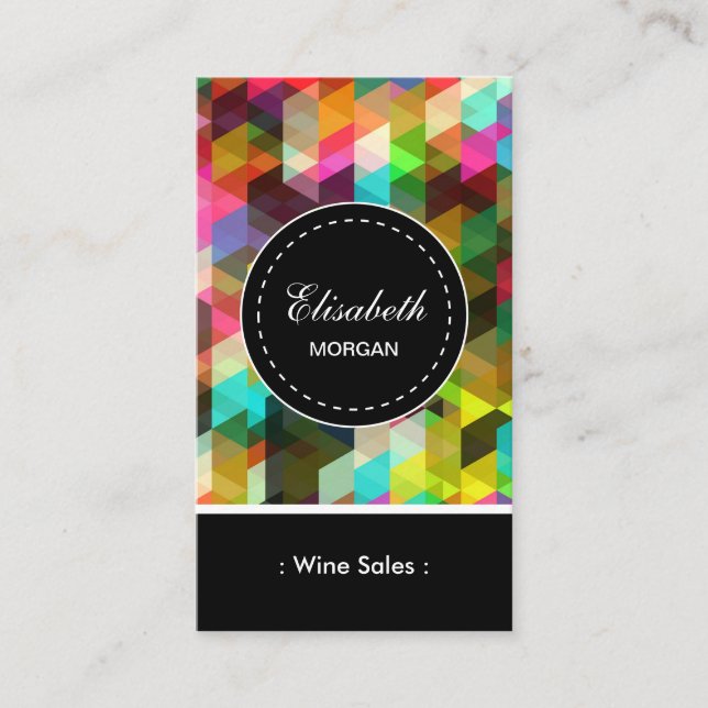 Wine Sales- Colourful Mosaic Pattern Business Card (Front)