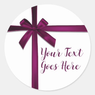 Wine Satin Ribbon Bow Christmas Holiday Party Classic Round Sticker