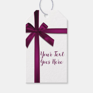 Wine Satin Ribbon Bow Christmas Holiday Party Gift Tags
