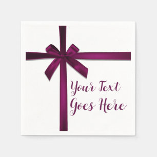 Wine Satin Ribbon Bow Christmas Holiday Party Napkin