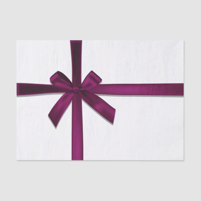 Wine Satin Ribbon Bow Christmas Holiday Party Tissue Paper (Front)