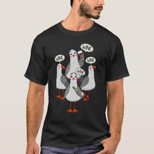 Wine Seagull Retro Drinking Tasting Wine Enthusia T-Shirt