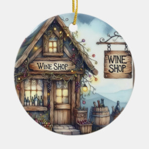 WINE Shop Ceramic Ornament
