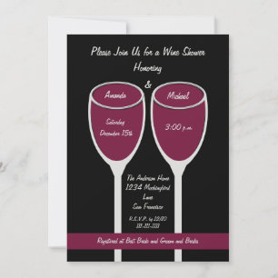 Wine Shower or Bridal Shower Invitation, Red Wine Invitation