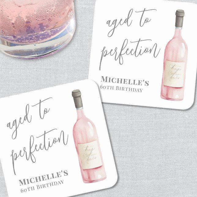 Wine Simple Aged To Perfection Birthday Square Paper Coaster (Wine Simple Aged To Perfection Birthday Square Paper Coaster )