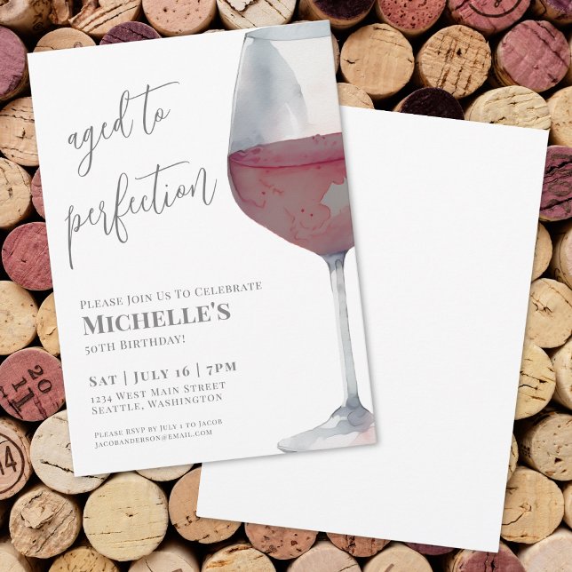 Wine Simple Fifty 50th Birthday Party Invitation (Wine Simple Ffity 50th Birthday Party Invitation)