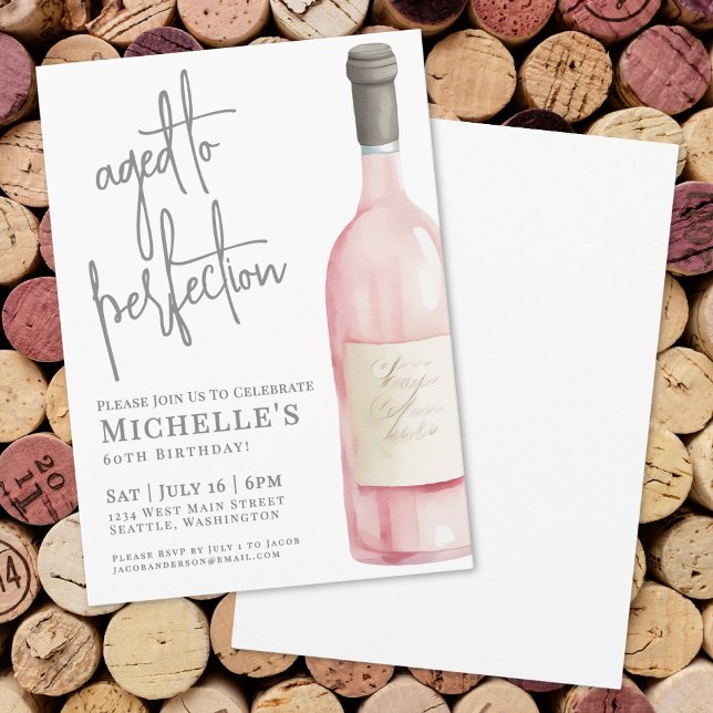 Wine Simple Sixty 60th Birthday Party Invitation (Wine Simple Sixty 60th Birthday Party Invitation)