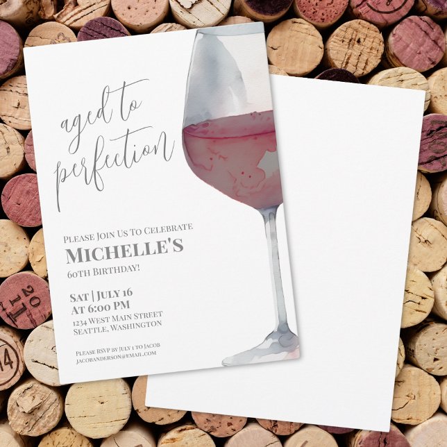 Wine Simple Sixty 60th Birthday Party Invitation (Wine Simple Sixty 60th Birthday Party Invitation)