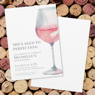 Wine Simple Sixty 60th Birthday Party Invitation