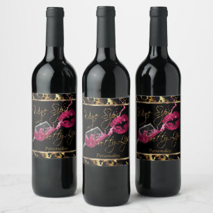 Wine Sips 🍷 and Pretty Lips - Dark Pink - Marble Label