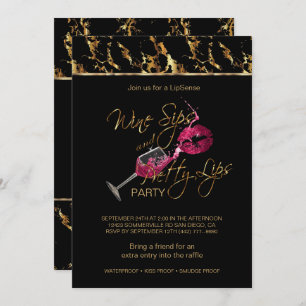 Wine Sips and Pretty Lips Lipsense Party Invitation