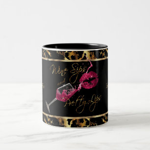 Wine Sips and Pretty Lips - Marble Two-Tone Coffee Mug