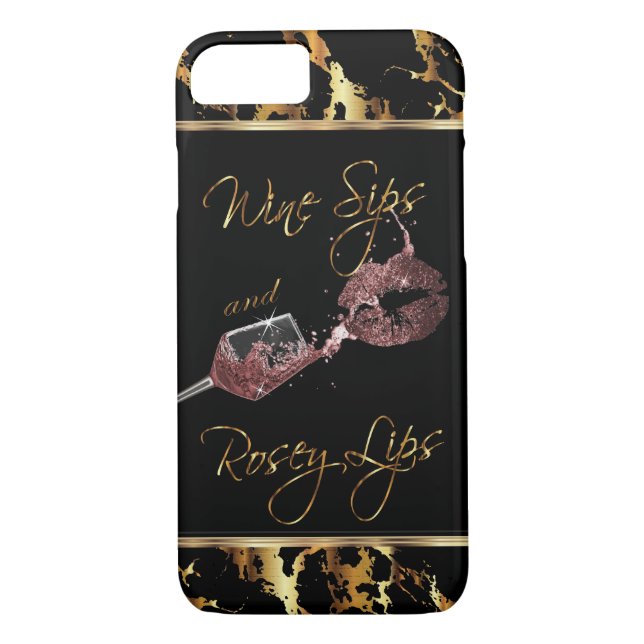 Wine Sips and Rosey Lips - Dusty Rose Case-Mate iPhone Case (Back)
