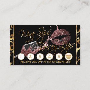 Wine Sips and  Rosey  Lips - Dusty Rose Loyalty Card