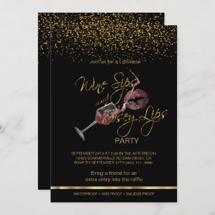 Wine Sips and Rosey Lips Lipsense Party Invitation