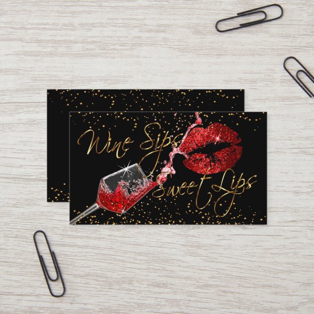 Wine Sips and Sweet lips Business Card (Front/Back In Situ)