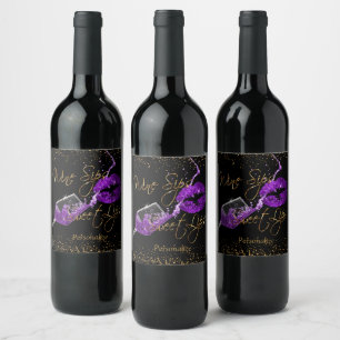 Wine Sips 🍷 and Sweet Lips - Purple Wine Label