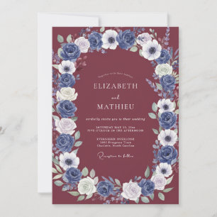 Wine Slate Anemone Wedding Invitation