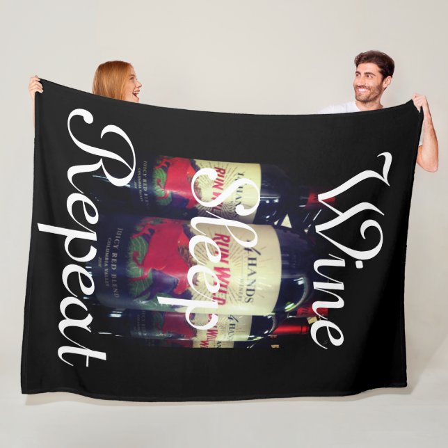Wine Sleep Repeat Fleece Blanket (In Situ)