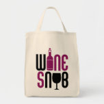 Wine Snob Tote Bag<br><div class="desc">Funny wine lovers design says WINE SNOB with a wine bottle for the "i" in the word WINE and a wine glass for the "o" in the word SNOB. PinkInkArt original!</div>