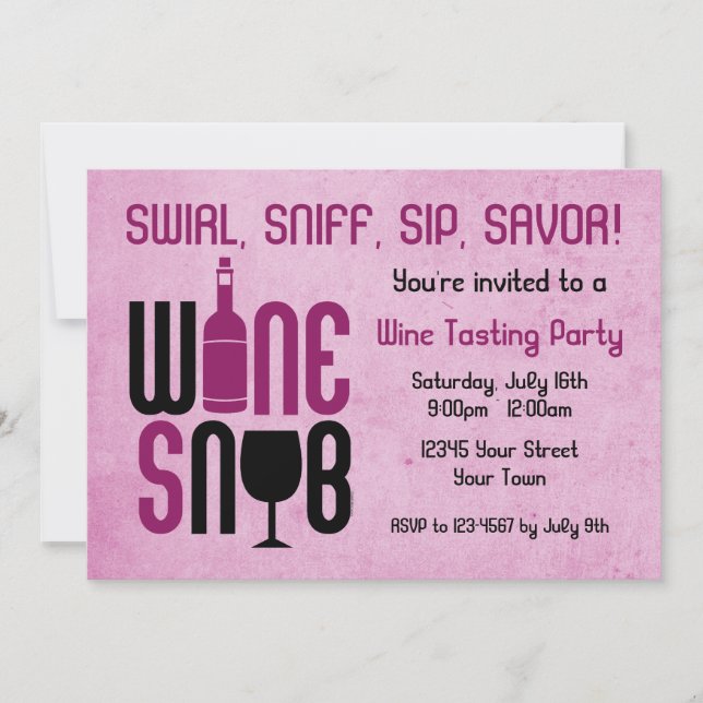 Wine Snob Wine Tasting Invitation (Front)