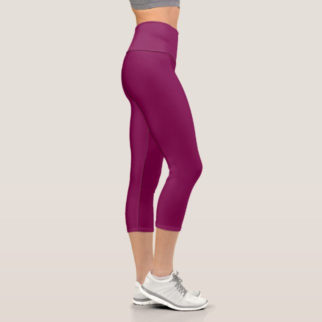 Wine Solid Colour Capri Leggings (Right)
