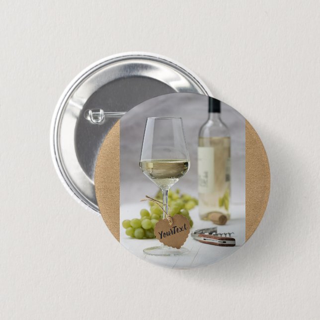 Wine Sommelier Vine Lover Bottle Grape Design 6 Cm Round Badge (Front & Back)