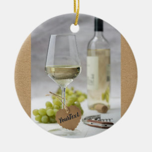 Wine Sommelier Vine Lover Bottle Grape Design Ceramic Tree Decoration