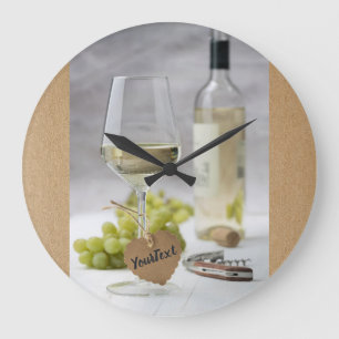 Wine Sommelier Vine Lover Bottle Grape Design Large Clock