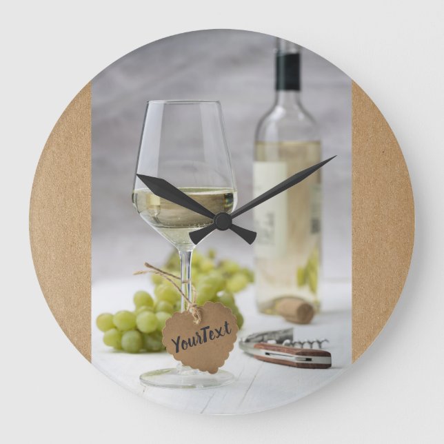 Wine Sommelier Vine Lover Bottle Grape Design Large Clock (Front)