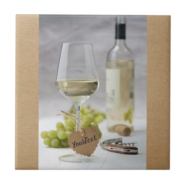 Wine Sommelier Vine Lover Bottle Grape Design Tile (Front)