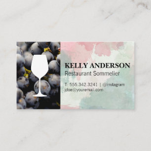 Wine Sommelier   Watercolor   Wine Grapes Business Card