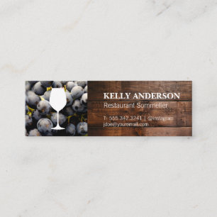 Wine Sommelier   Wood   Wine Grapes Mini Business Card