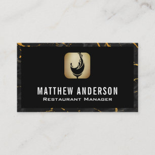 Wine Splash Logo   Gold Black Marble Business Card