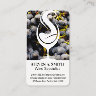 Wine Splash Logo Grapes Business Card