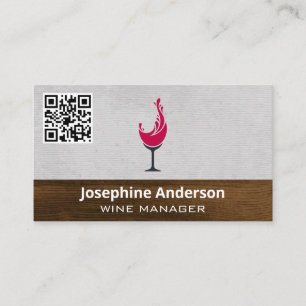Wine Splash Red Wine Glass Wood Business Card