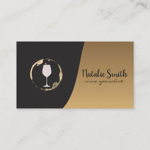 Wine Stain and Glass   Classic Gold Black Business Card