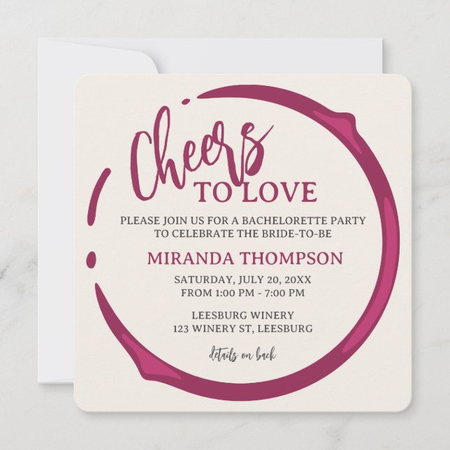 Wine Stain Bachelorette Party Invitation (Front)