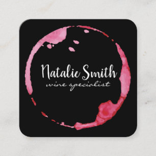 Wine Stain (black / white) Square Business Card