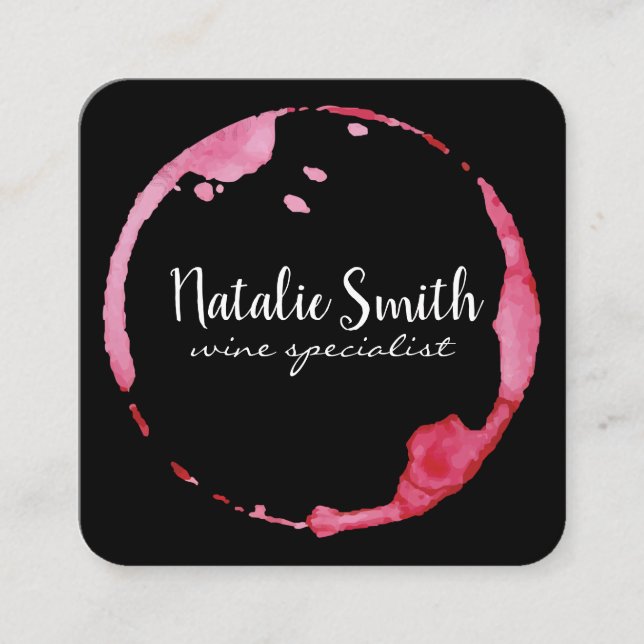Wine Stain (black / white) Square Business Card (Front)