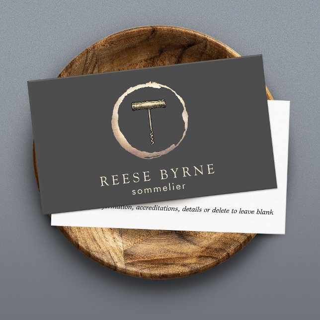 Wine Stain Corkscrew Sommelier Bartender  Business Business Card (Creator Uploaded)