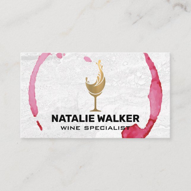 Wine Stain | Gold Splash Glass Business Card (Front)