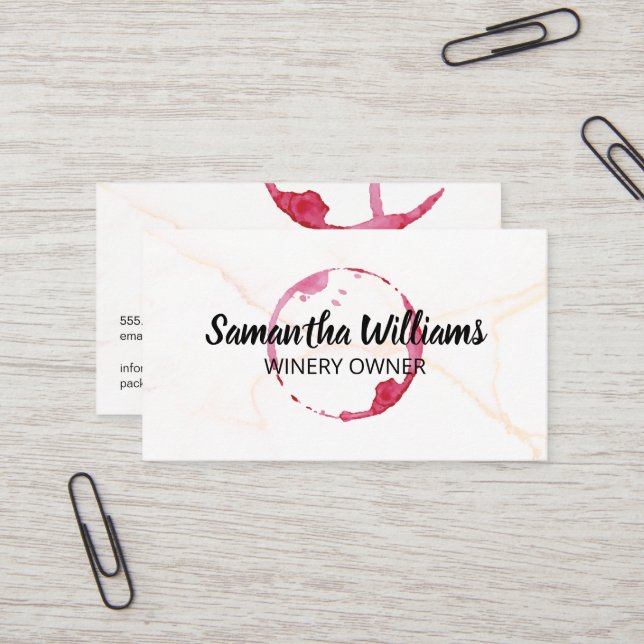 Wine Stain | Marble Background Business Card (Front/Back In Situ)